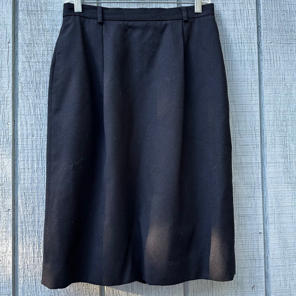 VTG Talbots Wool Skirt Women's Size 12 Black‎ Career Business Office Made in USA